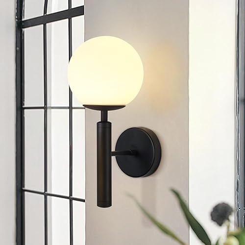 Miniatura 6 de KCO Lighting - Lámpara de pared moderna dorada de mediados de siglo, industrial mate, globo de cristal, lámpara de pared para dormitorio, luz de