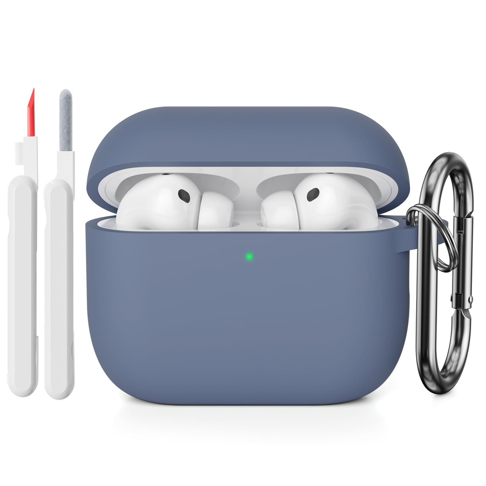 KOKOKA Funda de Silicona Compatible con AirPods Pro 3.ª Generación con Kit de Limpiador, Anti-rasguños, Anti-Polvo, Funda Case Silicona para AirPods Pro 3 con Mosquetón, LED Frontal Visible, Negro — view 38