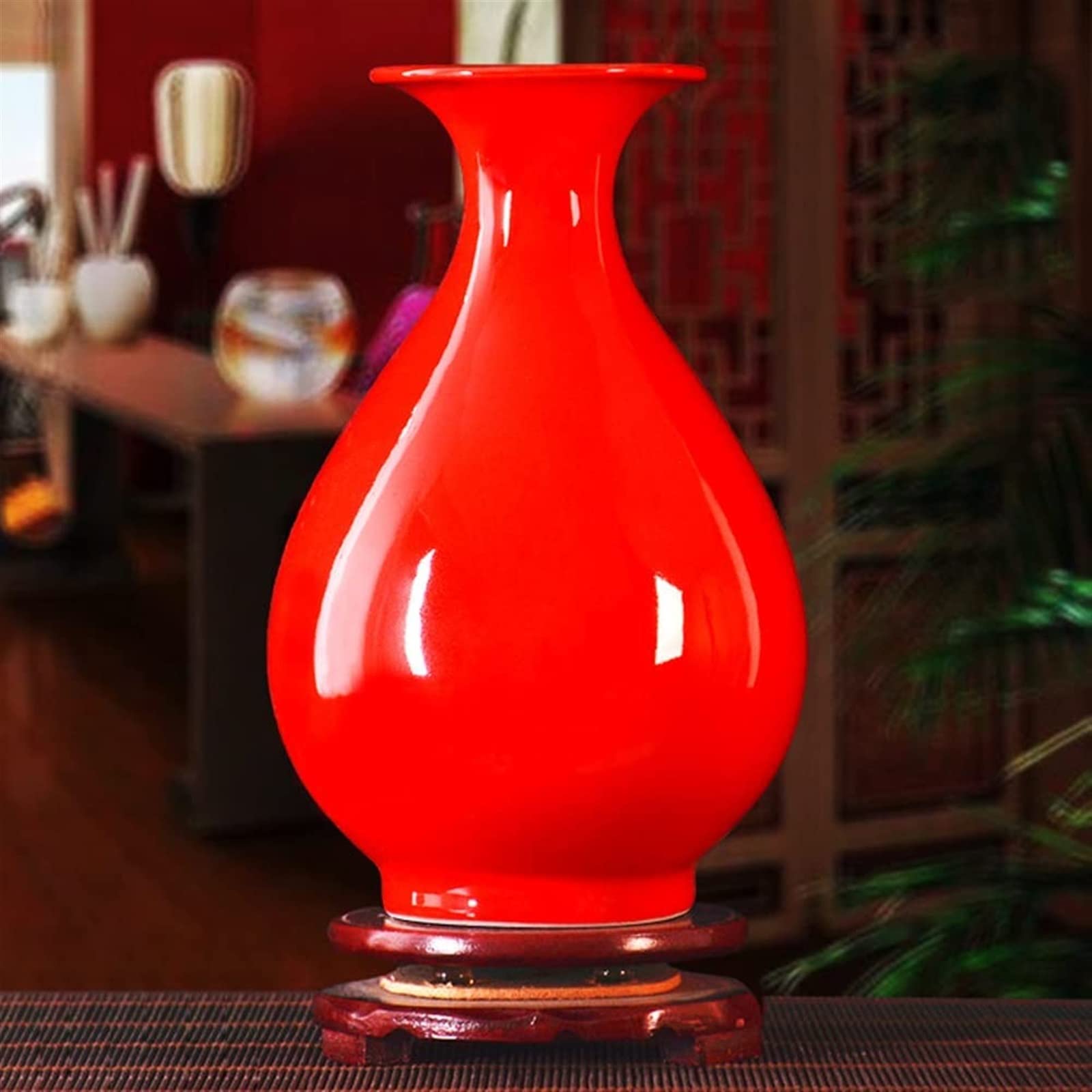 中国 赤い 花瓶