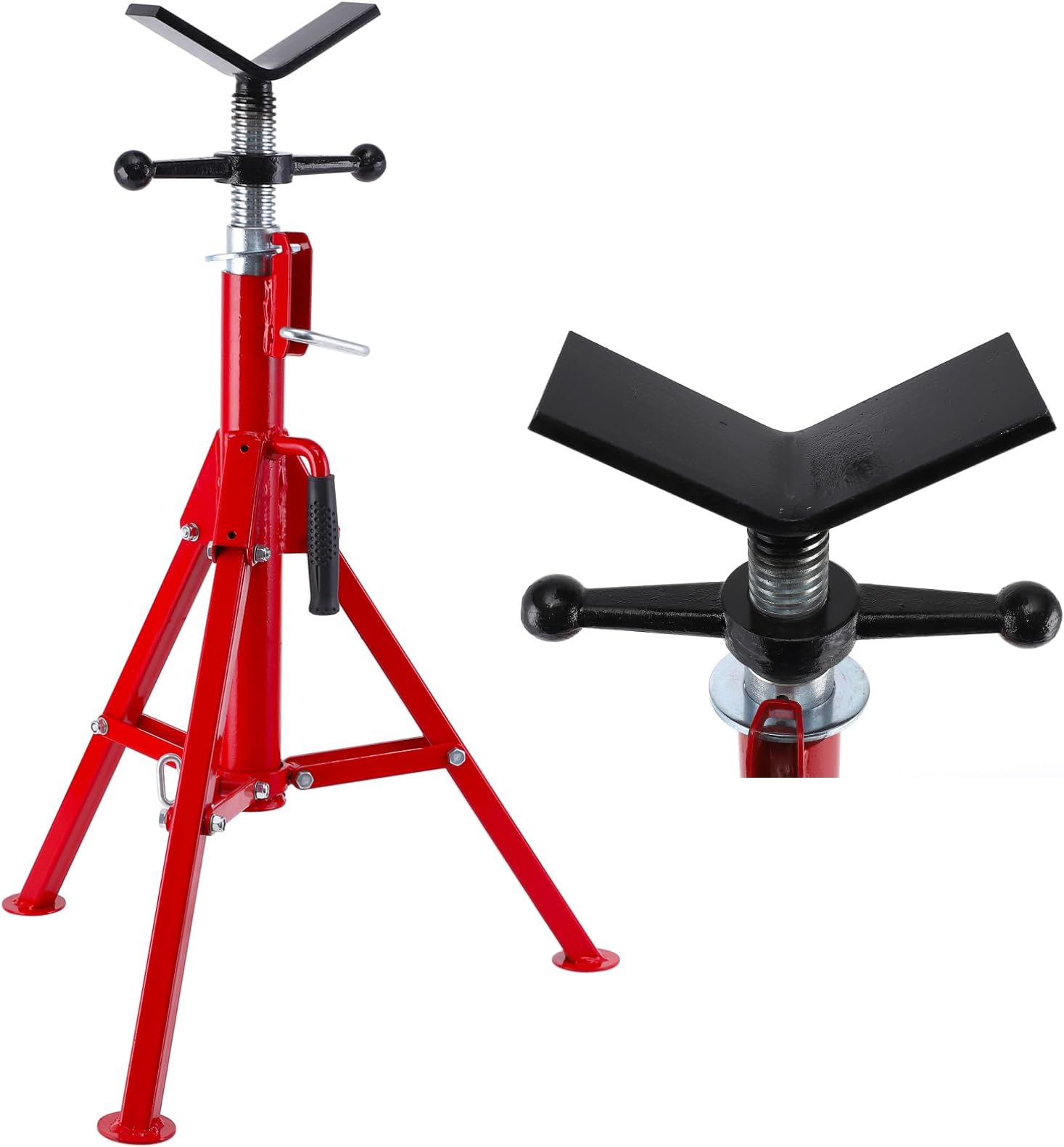 Towallmark Pipe Stands for Welding, 28-52 Inch Height Adjustable Pipe Jack Stands, Heavy Duty V Head Pipe Stand 2500 lb Load Capacity, 1/8"-12" Capacity with Carbon Steel Body, Foldble Portable
