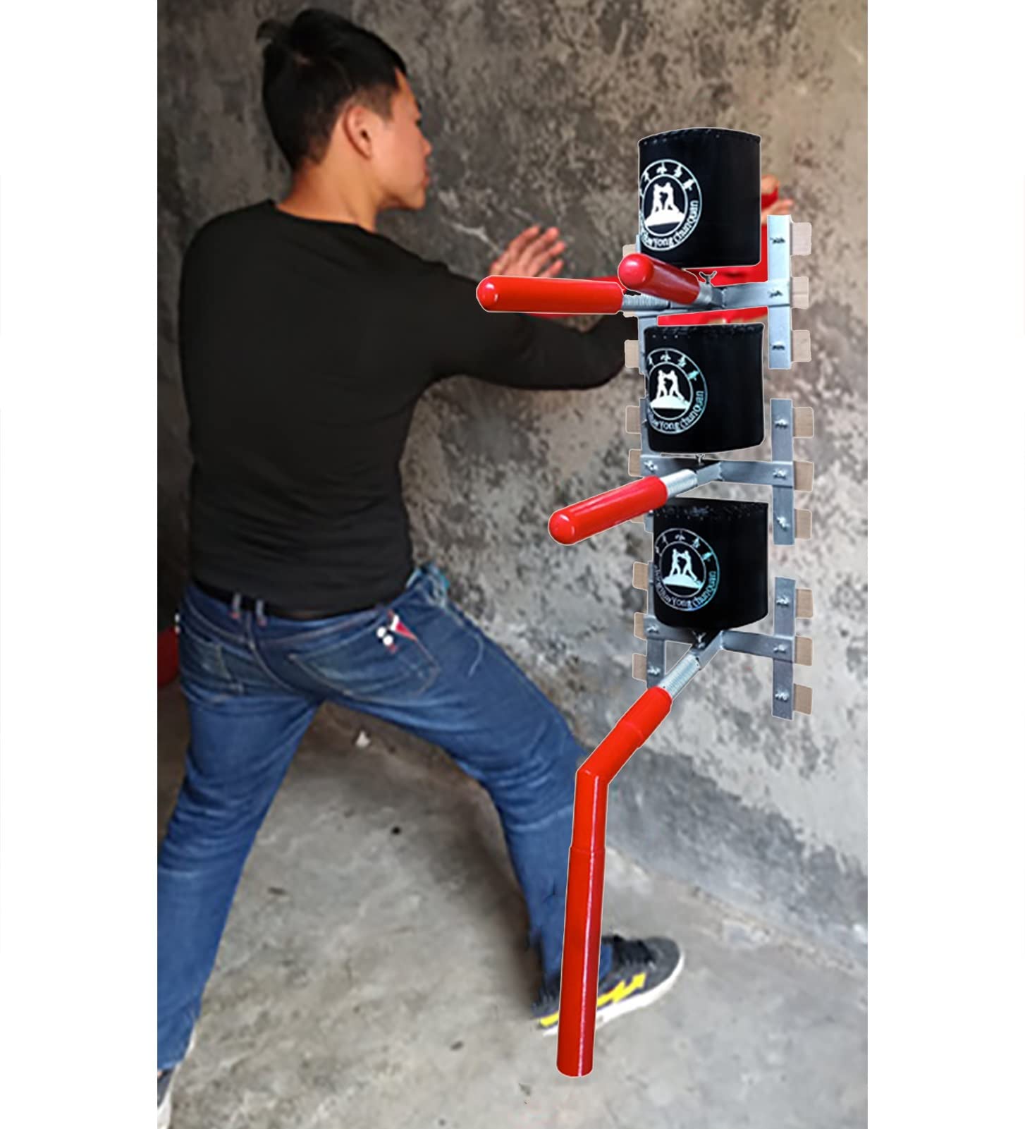 Uomo di Legno Wing Chun Spring Wing Chun Dummy per L'addestramento Delle Arti Marziali, Simpulla di Manichini da Pila di Legno Semplice, Altezza Regolabile, Salva Spazio, Assemblare Rapidamente