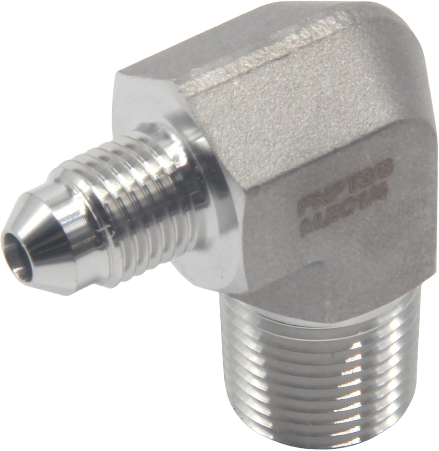 HFS(R) 1/2" Male NPT to 1/4" Male JIC Elbow 90° Flare Pipe Fitting 304 Stainless Steel (1/2" MNPT x 1/4" MJIC)