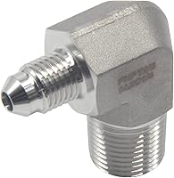 Vista 10 de HFS (R) 3/8" macho NPT a 3/8" macho JIC codo 90° Flare tubería de acero inoxidable 304 (3/8" MNPT x 3/8" MJIC)