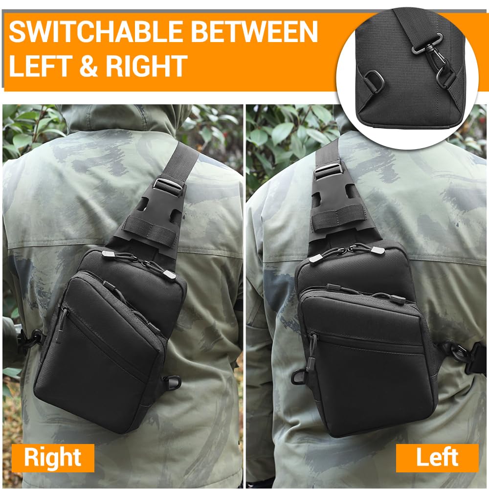 EDC Sling Brusttasche, Taktische Umhängetasche, Verdeckter Waffentasche, Trage Schulterrucksack für Männer, Reisen, Wandern, Outdoor