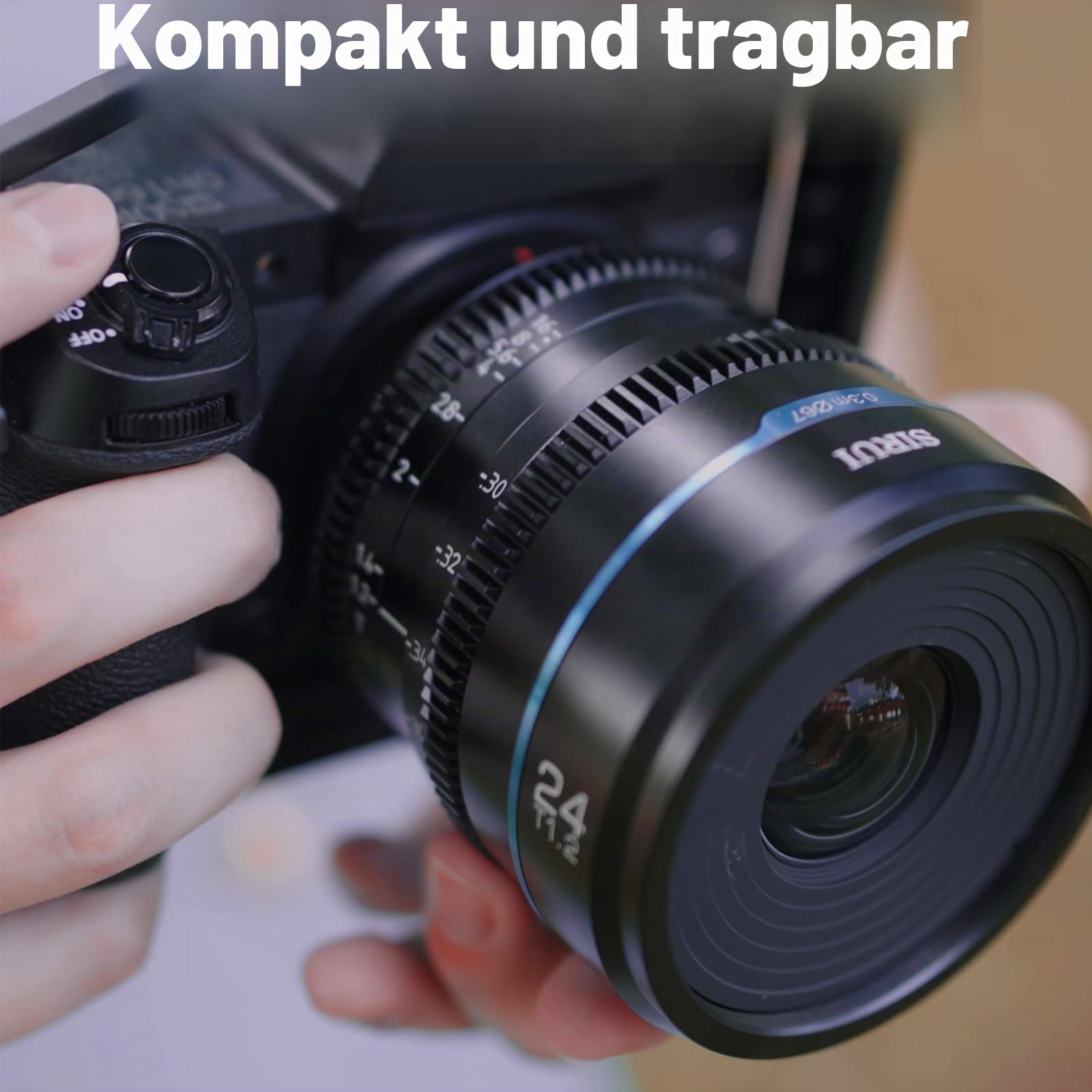SIRUI Night Walker 24mm Cine-Objektiv mit Manuellem Fokus, T1.2-Objektiv mit großer Blende und S35 Frame Prime Lens für M4/3 Montieren Cameras, für BMPCC4K, GH5II, GH6, Z Cam (MS24M-B, Schwarz)