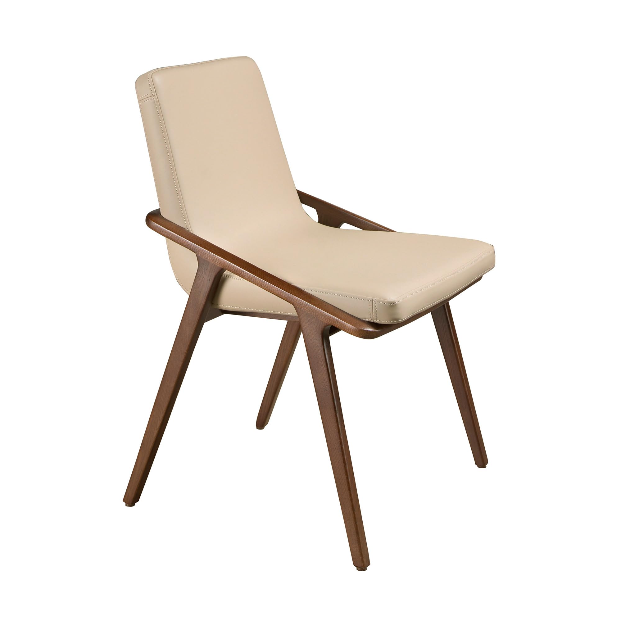 Angel Cerdá – Silla Comedor Tapizada en Polipiel Visón | Sillas Comedor Modernas, Diseño Minimalista, Elegante | 54 x 59 x 80 cm, Patas de Madera de Fresno Color Nogal | Cómoda, para Comedor, Salon