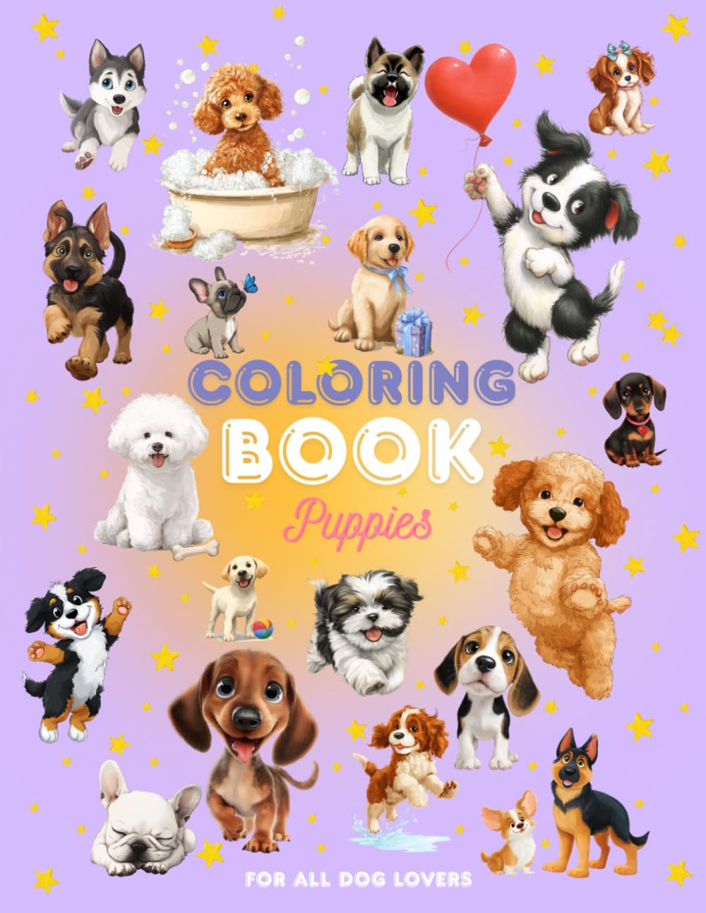 Coloring Book Puppies: Dog Breeds to Color with Educational Rhymes for Toddlers and Young Kids (Happy Animals Coloring Collection)