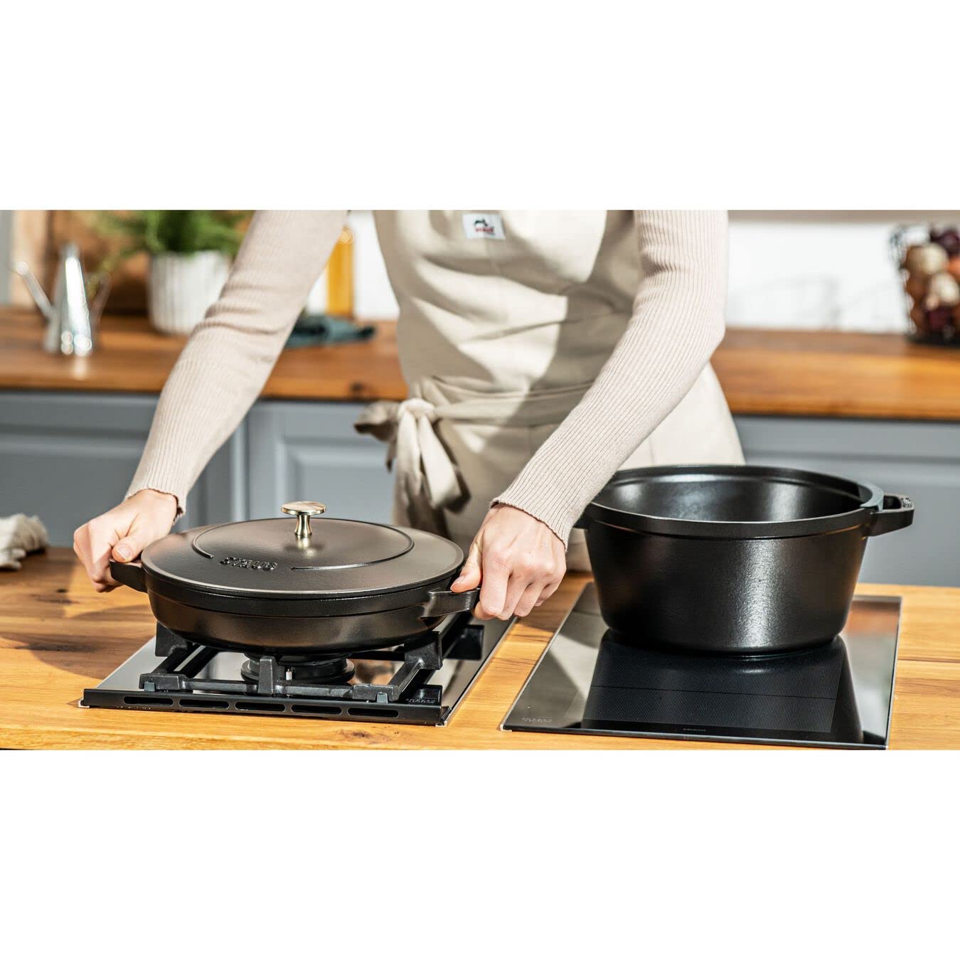 STAUB La Cocotte Lot de 2 casseroles rondes en fonte noire