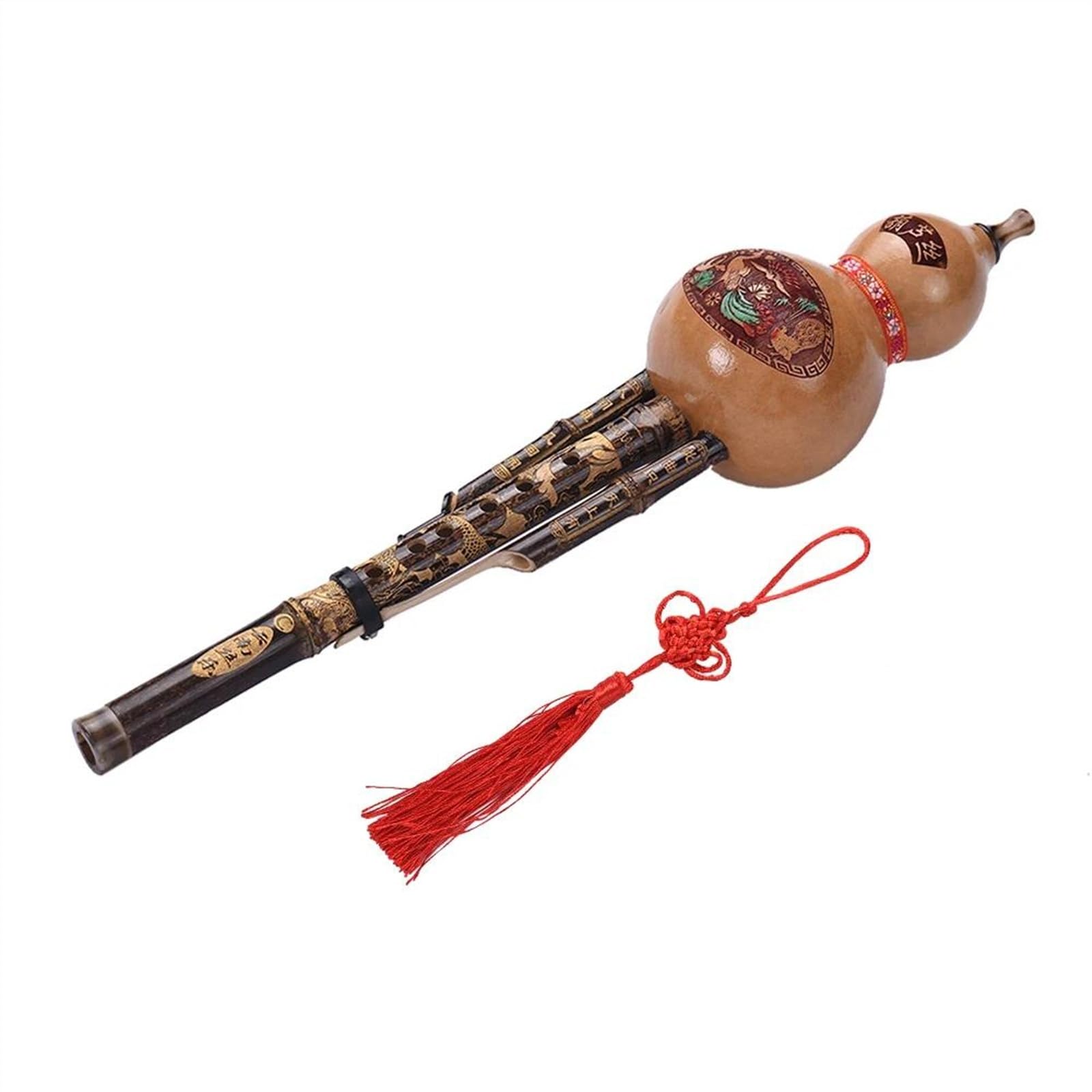 Holzwerkzeuge Nationalinstrumente Hulusi-Flöte, chinesisches handgefertigtes C-Tonart-Hulusi-Kürbis-Cucurbit-Flöte, ethnisches Musikinstrument mit Etui for Anfänger