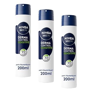 NIVEA MEN - Atomiseur Masculin Derma Control Sensitive - Déodorant Homme 72H Anti-Transpirant Aisselles - Acide Hyaluronique & Vitamine E - Anti-Irritation - 0% Alcool - Peaux Sensibles - 200 ml - Amazon product rated Grade A