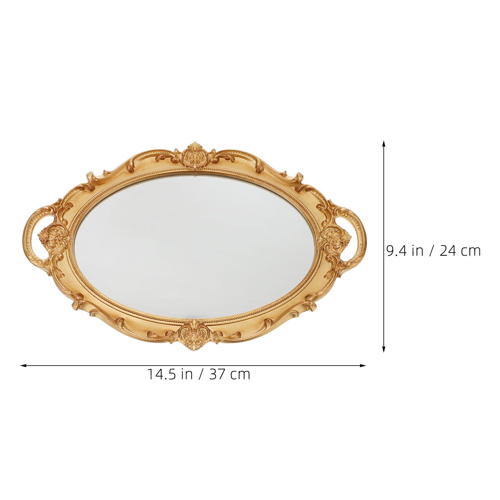 Toddmomy 2 bandejas ovaladas Decorativas Doradas para Espejo, Organizador d | Bandeja de tocador con espejo, elegantes asas laterales para facilitar su transporte. Bandeja de almacenamiento para perfumes