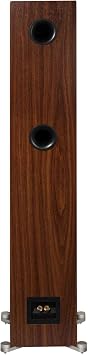 ELAC Debut Reference Floor Standing Speaker, Walnut or Oak Single Tower Speakers for Home Theater, Black Baffle with Walnut Sides