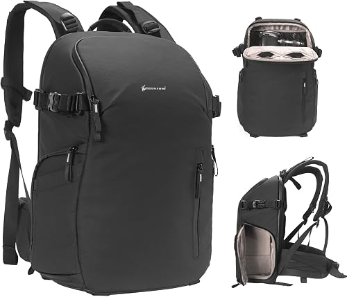 Besnfoto Camera Backpack Waterproof Bag Professional Travel Photography Bag Large for DSLR SLR Mirrorless Camera with Tripod Holder and Laptop Compartment Compatible with Canon/Nikon/Sony