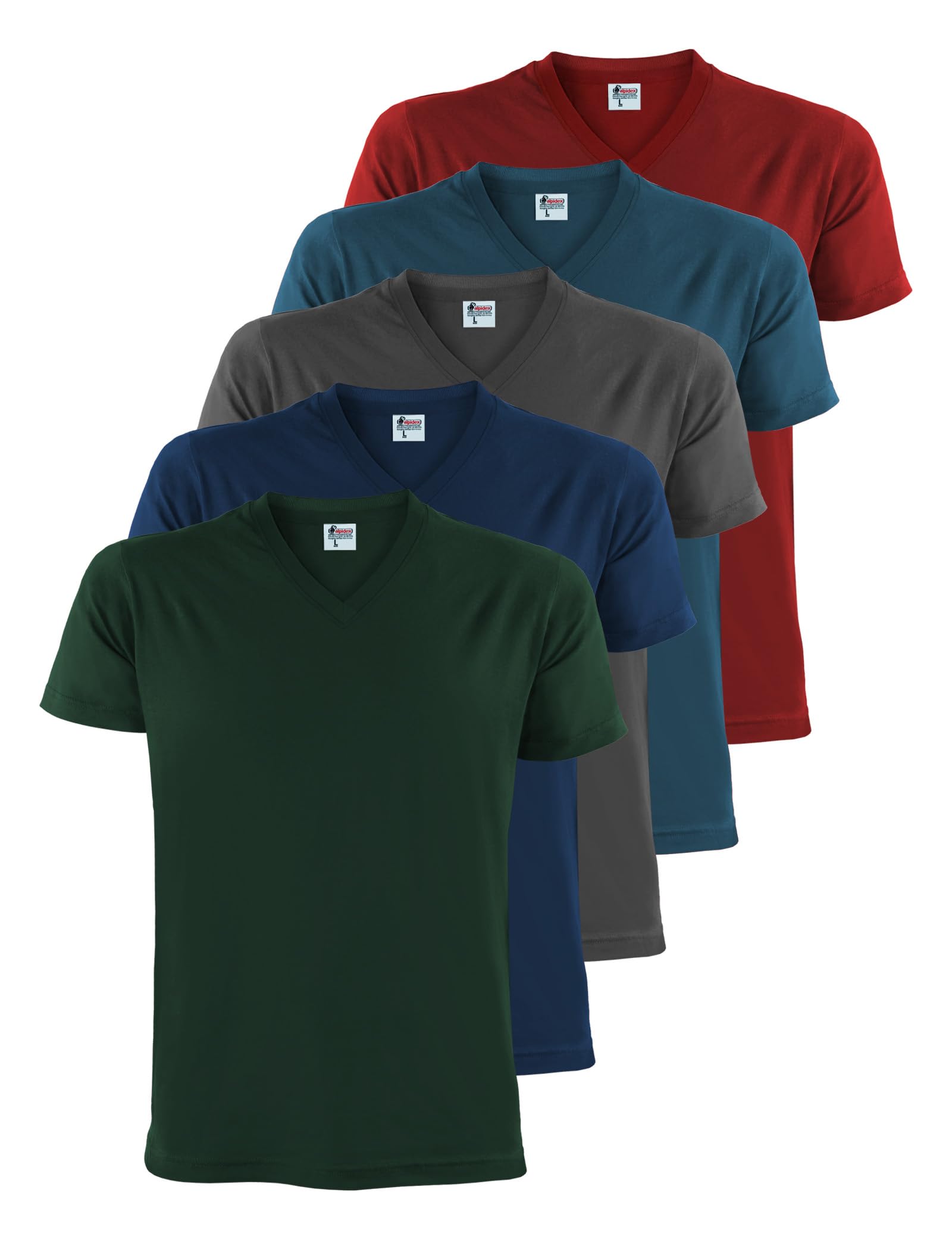 ALPIDEX T-Shirt Magliette da Uomo Confezione da 5 con Scollo a V - Taglie S M L XL XXL 3XL 4XL 5XL