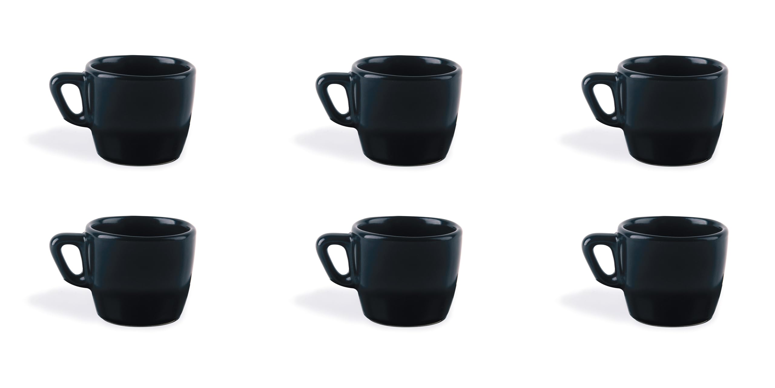 Excelsa Eclipse Set of 6 Black Coffee Cups, Stoneware Ceramic, 70 ml Capacity