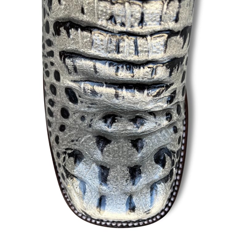 Image of Men's Alex Exotic Caiman Python Western Cowboy Boots Square Toe Pull On Tall Shaft bota de vaquero para hombre