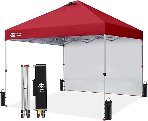 Miniatura 25 de CROWN SHADES Tienda de Campaña, Refugio Portátil Plegable de 10 x 10 Pies para Exteriores con 1 Pared Lateral, Bloqueo Central Fácil de 1 Pulsión,