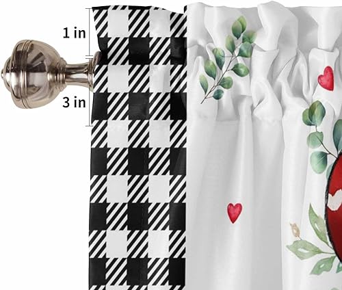 Miniatura 5 de LOVE Cenefa de cortina de cocina, festividad, Navidad, vacaciones, cenefa con bolsillo para cortinero para ventanas, sala de estar, dormitorio,