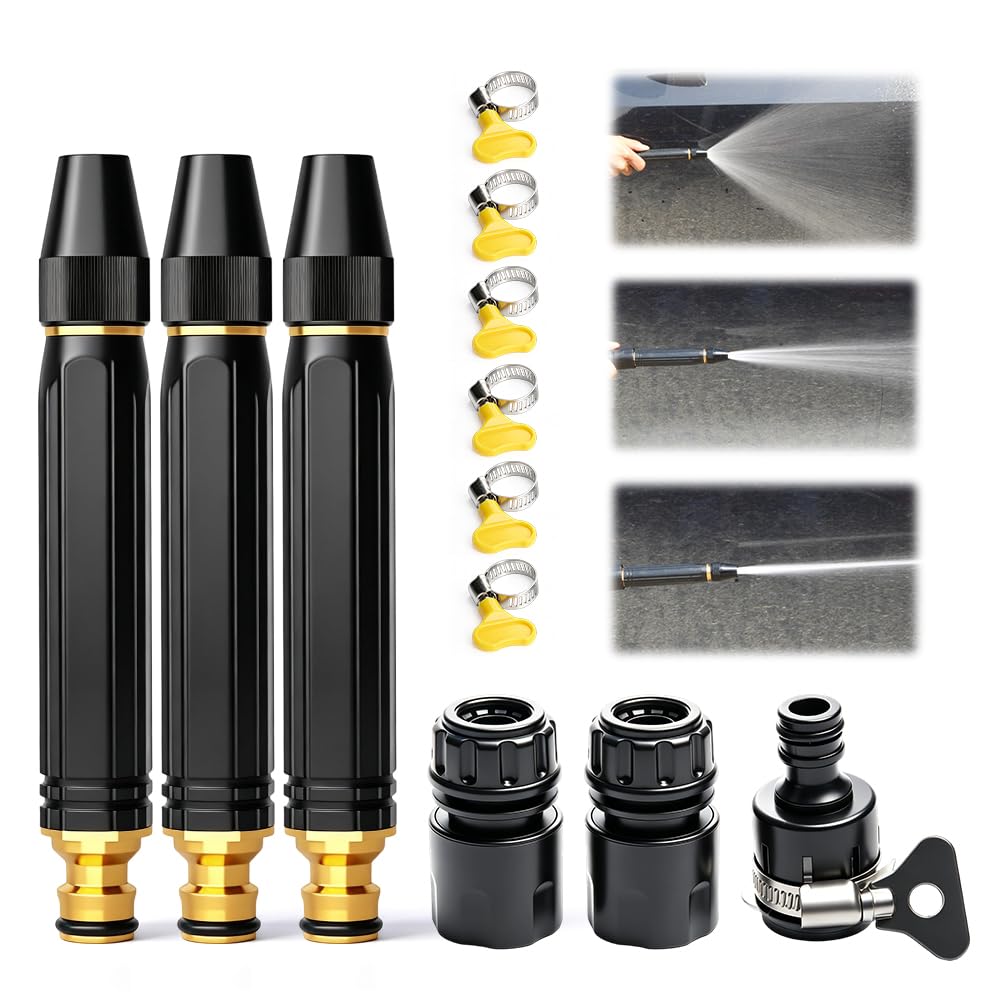 Home High-Pressure Car Wash Water Gun, Pressure Washer Gun, Adjustable Spray Patterns, for Watering Plants and Vegetables, and Car Washing (3PCS)