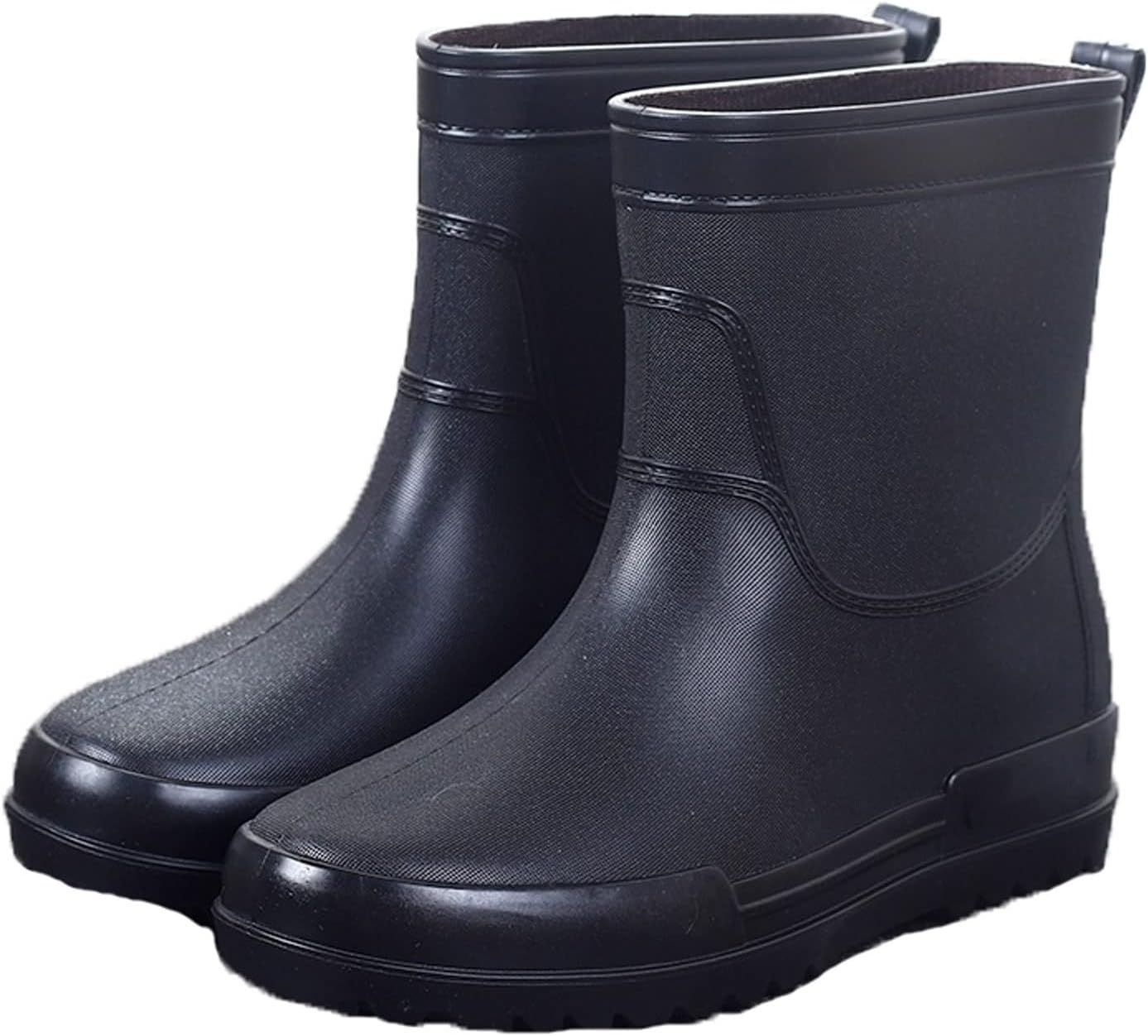 YESKIT Rubbers, Men Fashion Mid-calf Rain Boots Winter Solid Color Waterproof Warm Rainboots Non-slip Safety Work Water Shoes Galoshes Rubbe (Size : 42)