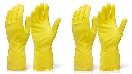 JK Enterprise (Pack of 2) Cleaning Gloves Reusable Rubber Hand Gloves, Stretchable Gloves for Washing Cleaning Kitchen Garden (Multi Colour)