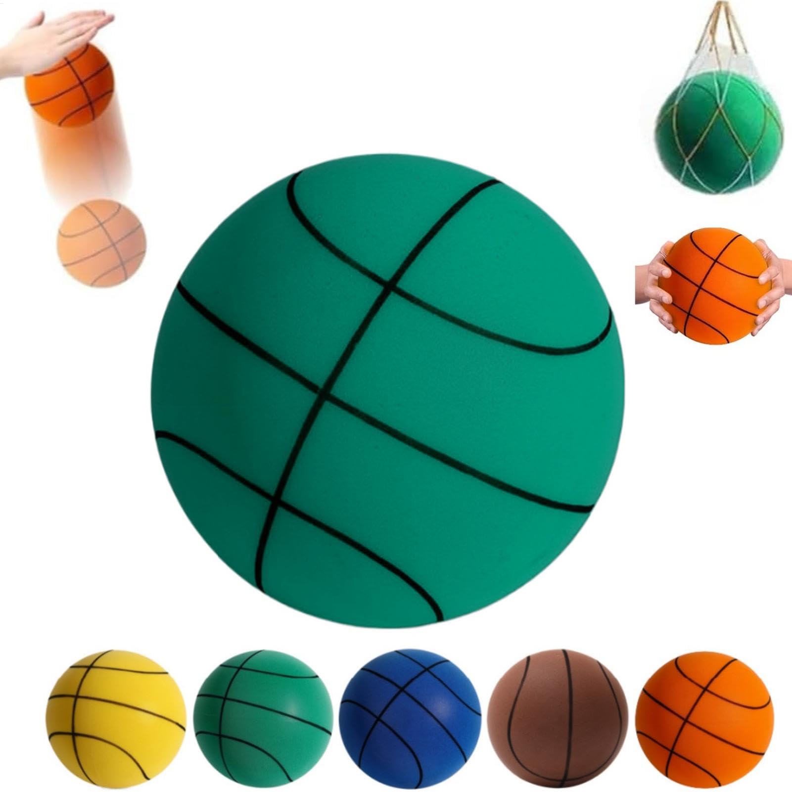 Silent Basketball, Size 3/5/7 Quiet Basketball Indoor, Uncoated High-density Foam Practice Balls, Quiet Bounce No Noise Basketball With Net Bag For Activities Training, Lightweight, Easy To Grip — image 1