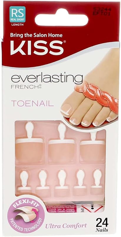 Everlasting French Toenails Kit, Real Short, White Tip, Pink Bed 1 ea (Pack of 4)