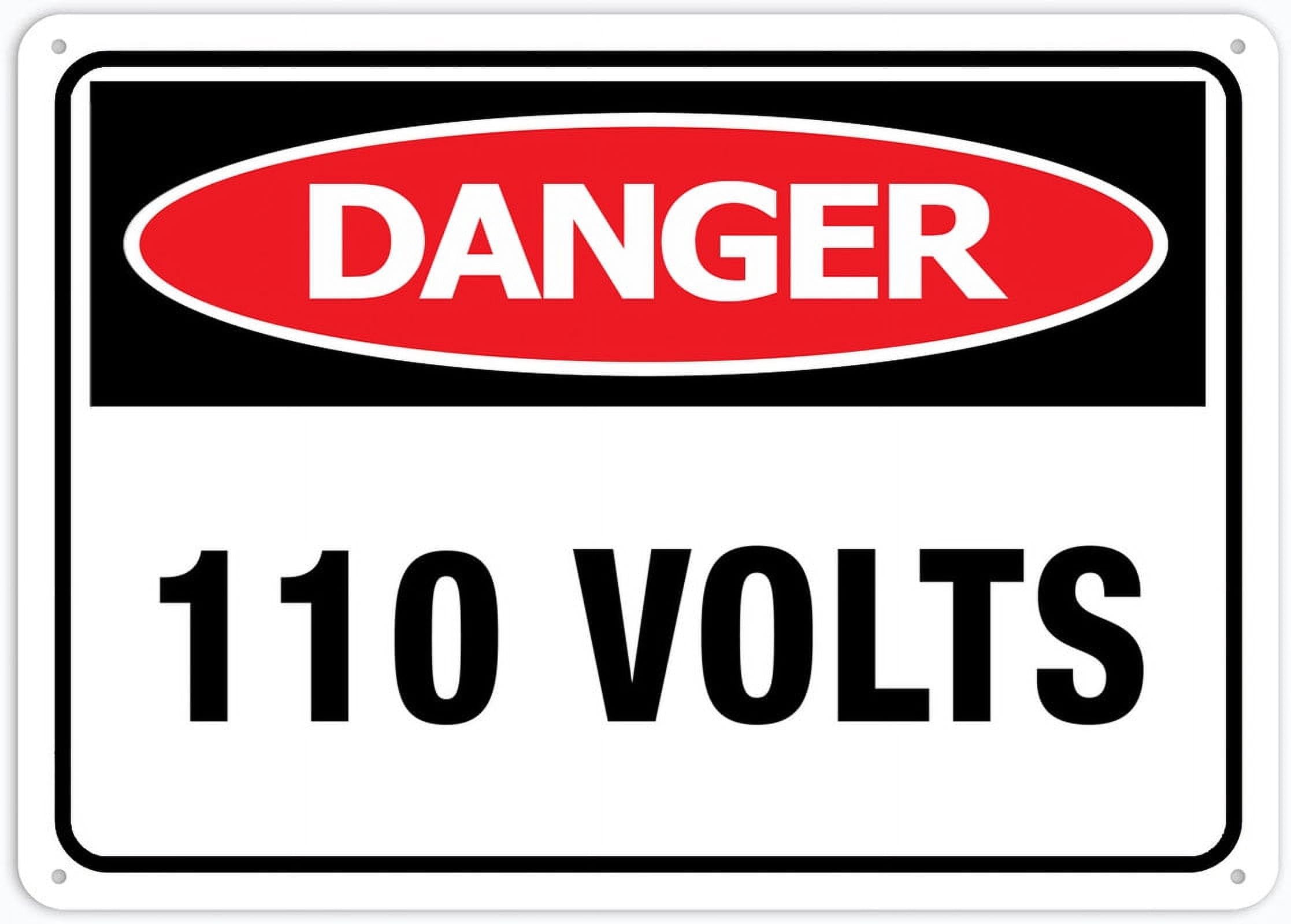 Danger - 110 Volts Sign, 8x12 Inch Rustproof Aluminum Metal Sign, Multicolor