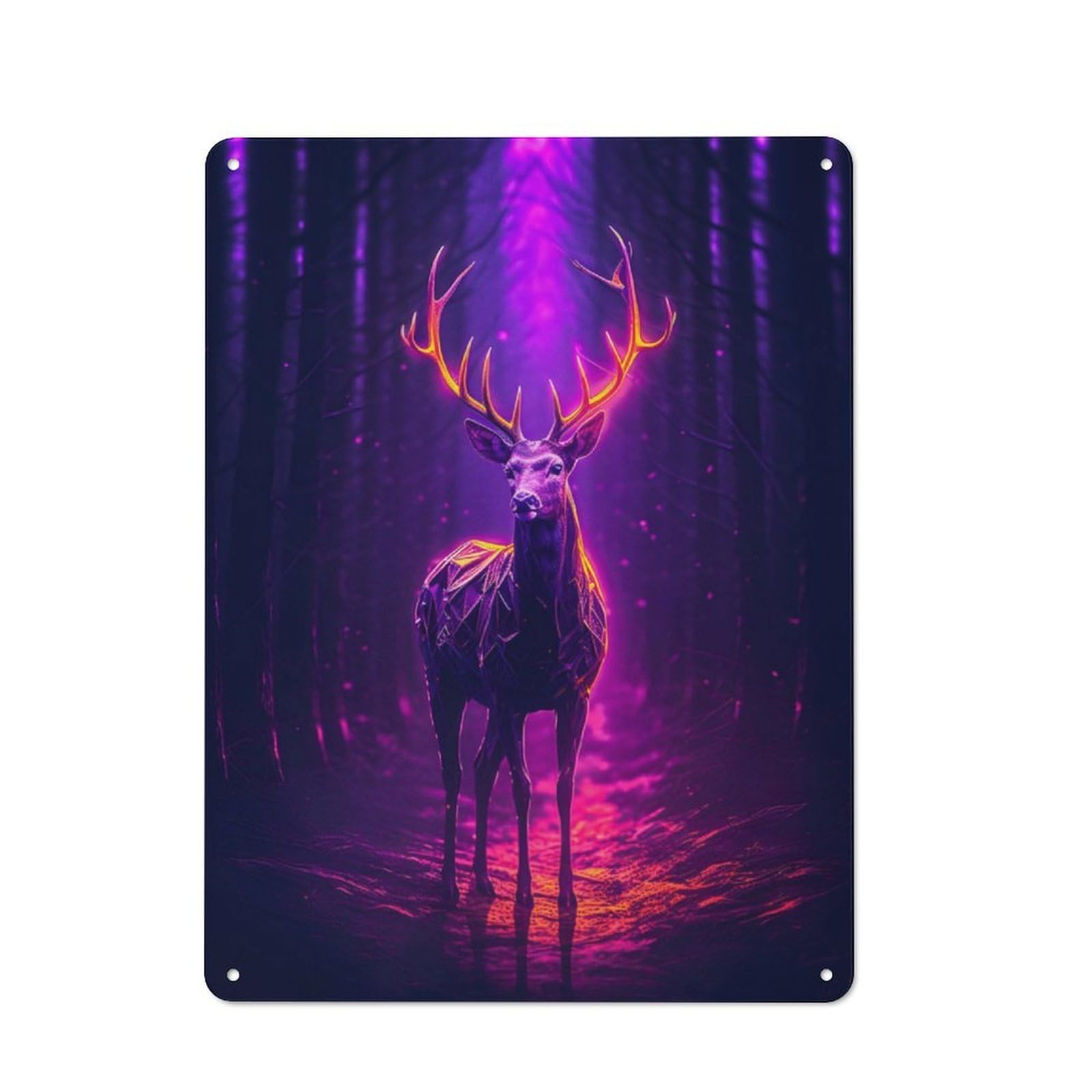 Junmoney Deer Magenta Neon For Home Office Or Studio, Retro Tin Wall Plaque 40X30cm, A Housewarming Gift For Creative Workspace Decorators