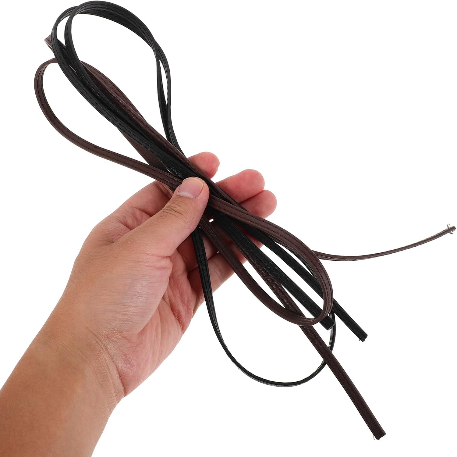 8pcs DIY Pu Leather Cord Set 6mm Braided String for Bracelet Necklace Jewelry Crafting, Black and Brown, Multifunctional Handmade Bead String for Arts and Crafts