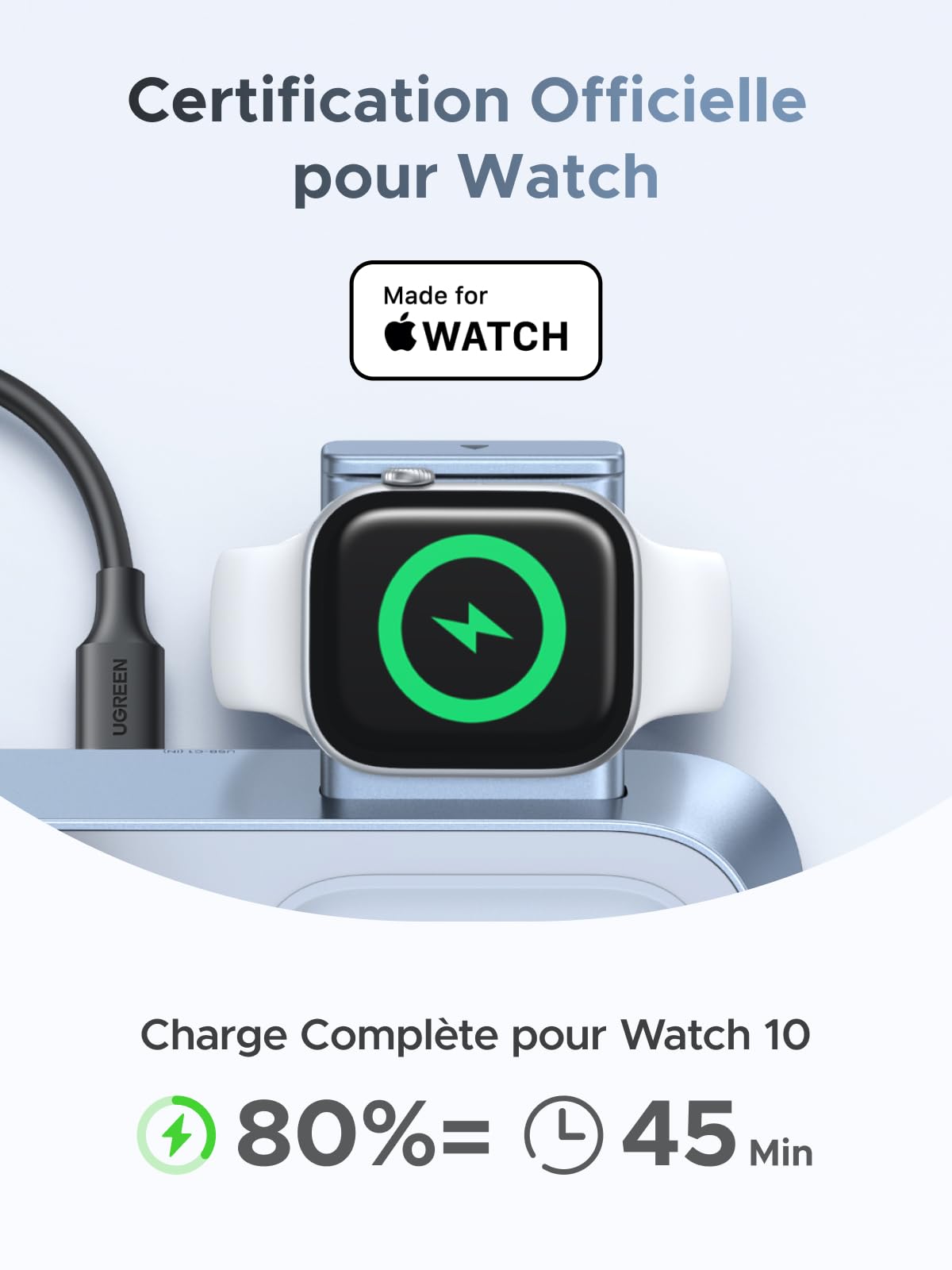 UGREEN MagFlow 3 en 1 Qi2 25W Chargeur Induction iPhone MFi Certifié