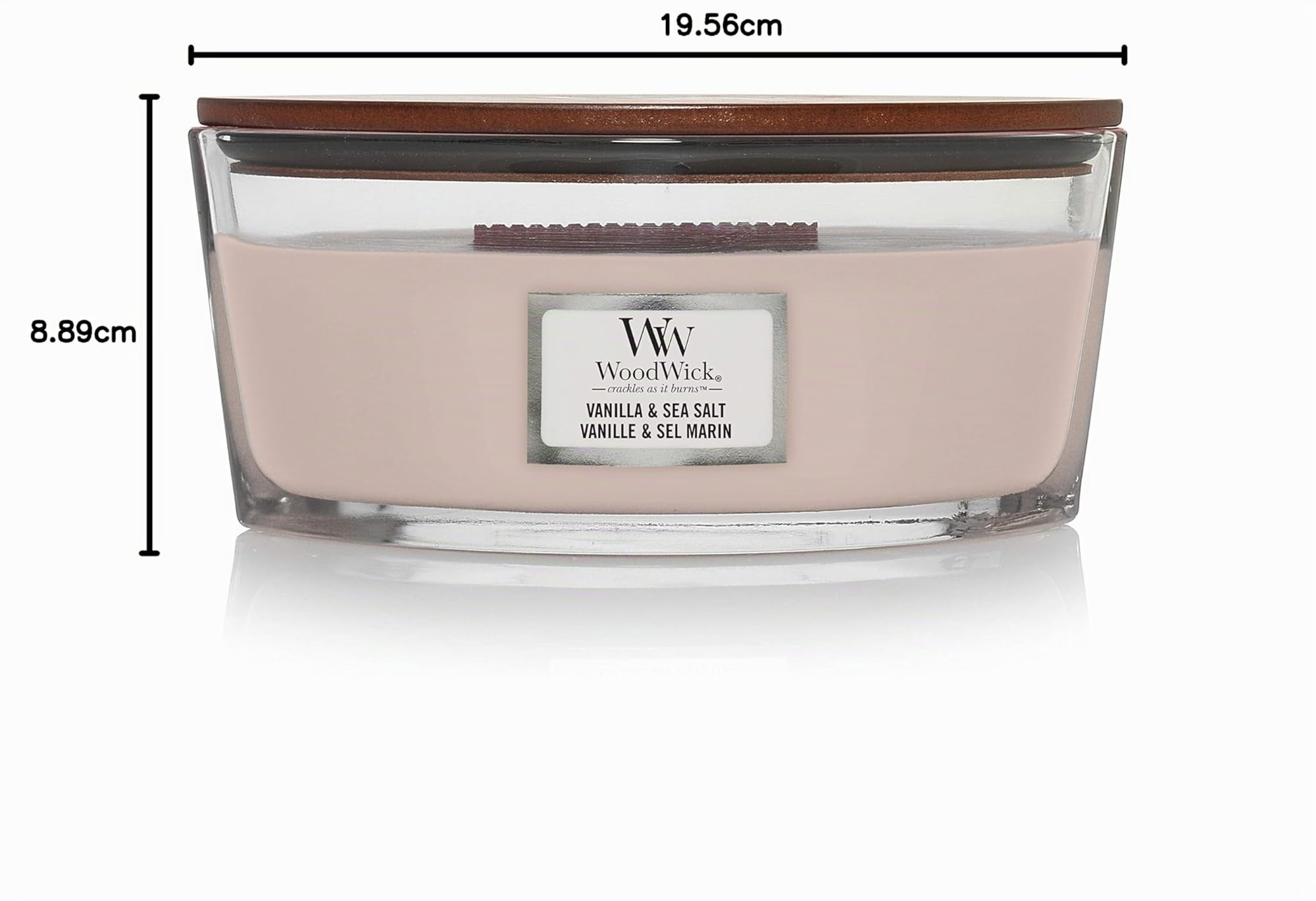 WoodWick Bougie parfumée | Bougie Ellipse | Vanille & Sel Marin | Superbe cadeau pour femme