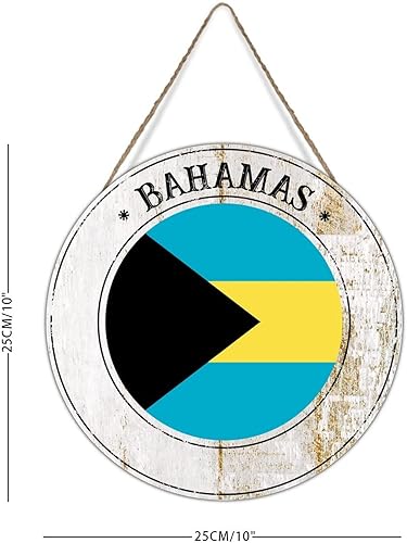 Miniatura 2 de Placa redonda de madera de las Bahamas para la pared, corona de puerta delantera, bandera nacional, recuerdo, regalo de viaje, decoración de pared,