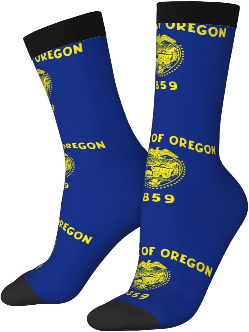 Oregon State Flag Unisex Crew Work Cushion Socks Long Athletic Running Socks Workout Breathable Socks