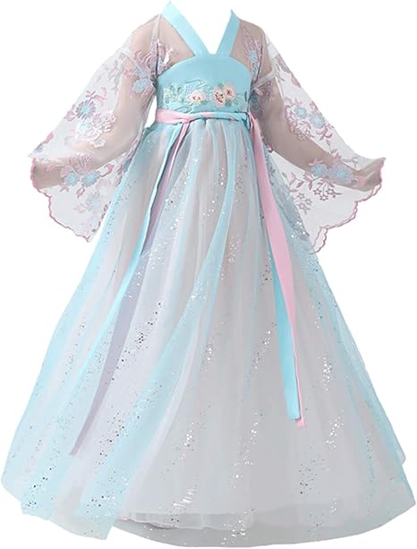 Amazon Co Jp 漢服 民族衣装子供服 女子小学生 中学生コスチューム チャイニーズスカート 妖精のエレガントなライトドレス Size 110cm 服 ファッション小物