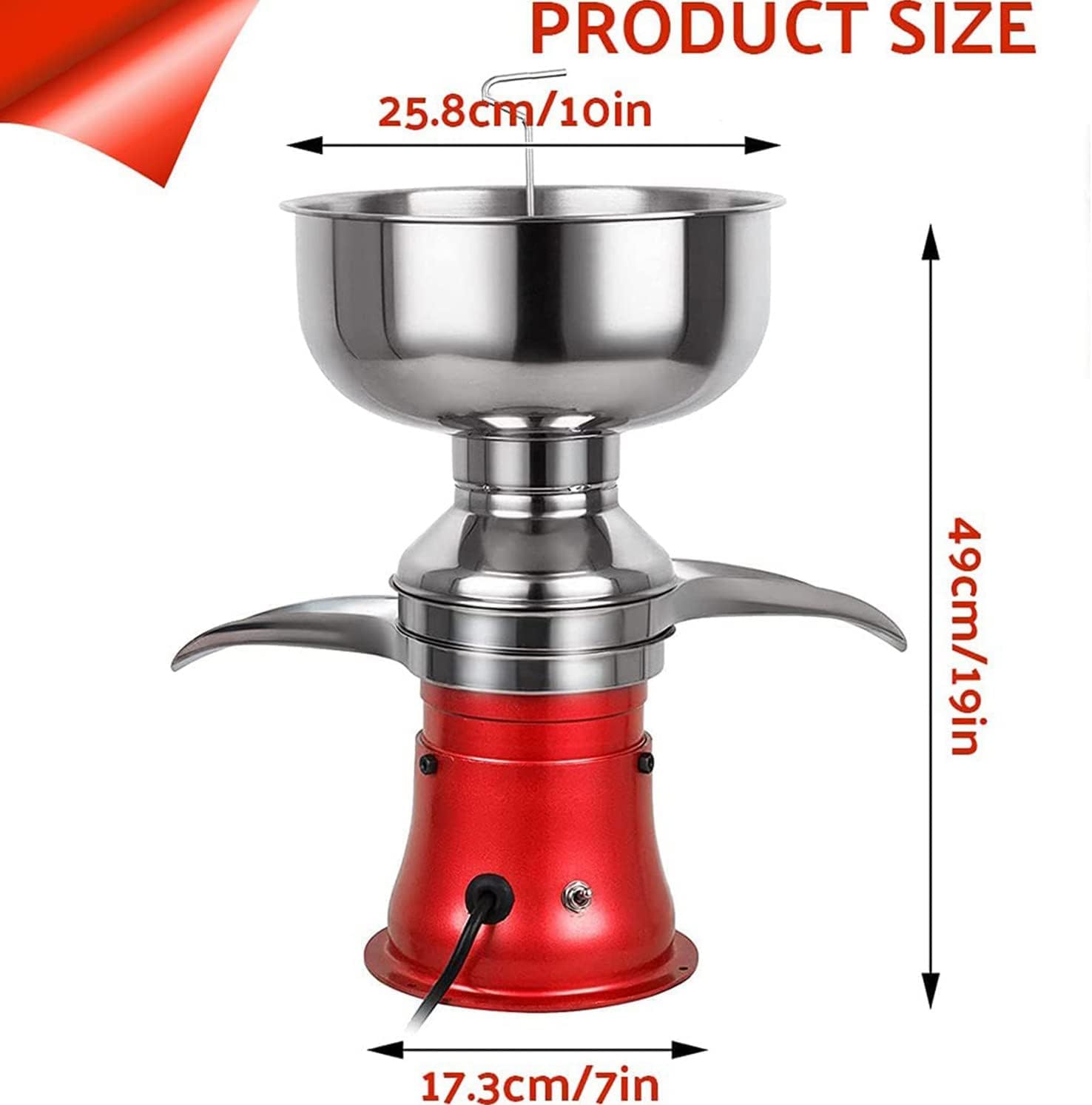 Elektrischer Milchzentrifugalseparator, Professionelle Entrahmungsmaschine, Lebensmittelechtes Material, Sicher Und Gesund, Einstellbar Für Schafsmilch, Ziegenmilch, Red, 220v