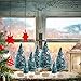 Sumind 45 Pieces Mini Sisal Snow Frost Trees Mini Pine with Wood Base Bottle Brush Trees Plastic Winter Snow Ornaments Tabletop Trees for Christmas Decoration and Display
