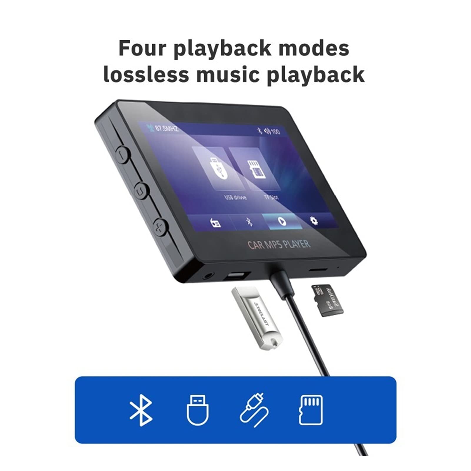 Adaptateur Audio Bluetooth Voiture de 4,3 Pouces FÉMININ Transmetteur stéréo Bluetooth MP5 Support de Lecteur vidéo vidéo AUX UTILS Disque TF avec télécommande