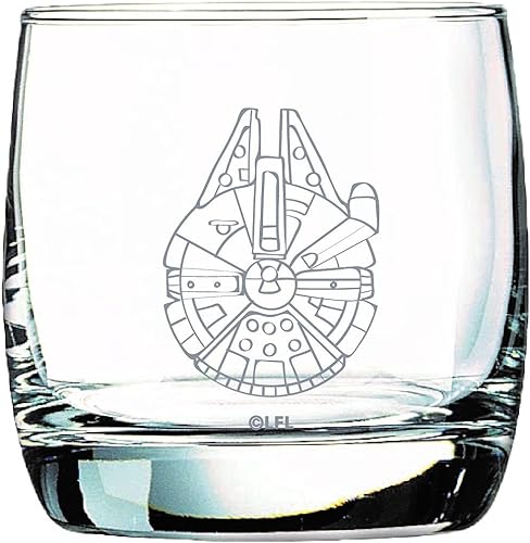 Miniatura 2 de Star Wars Millennium Falcon - Juego de 2 vasos de cóctel coleccionables de regalo, capacidad de 10 onzas, diseño clásico, base pesada