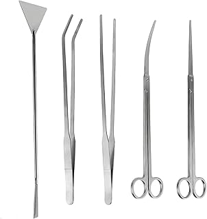 SYGA 5 in 1 Aquarium Tank Tool Kits Stainless Steel Aquatic Plant Tweezers Scissors Spatula Tool Set Fish Tank Cleaner Acc...