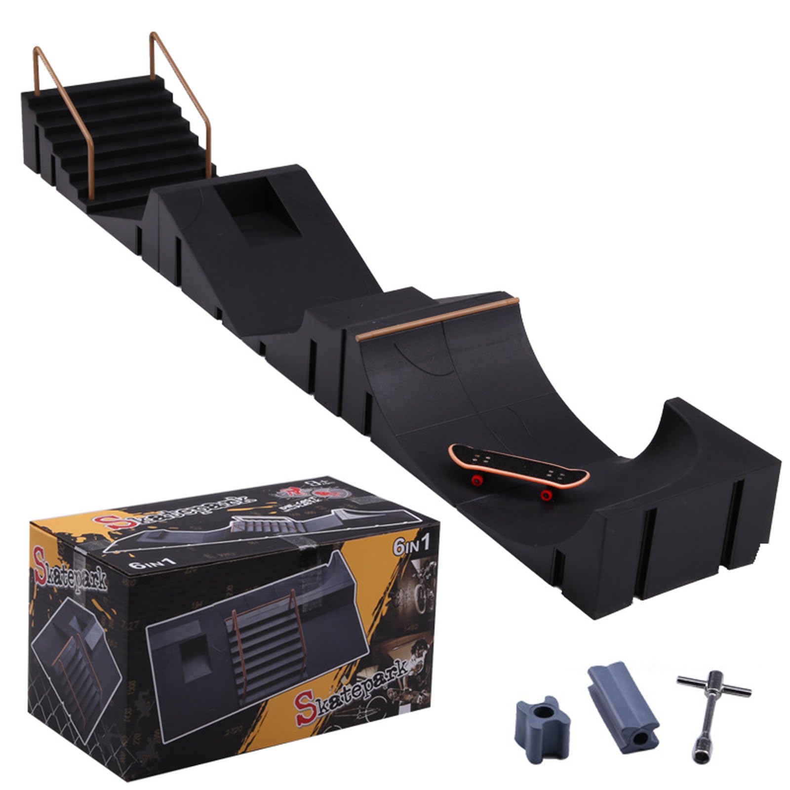 KINDLUME Pista Skate Dedos, Skate Park Fingerboard, Finger Skate Tech Deck, Set de Parque Modular con 6 Rampas y Herramienta, para Trucos, Juego Educativo, Regalo Niños KINDLUME Pista Skate Dedos, Skate Park Fingerboard, Finger Skate Tech Deck, Set de Parque Modular con 6 Rampas y Herramienta, para Trucos, Juego Educativo, Regalo Niños