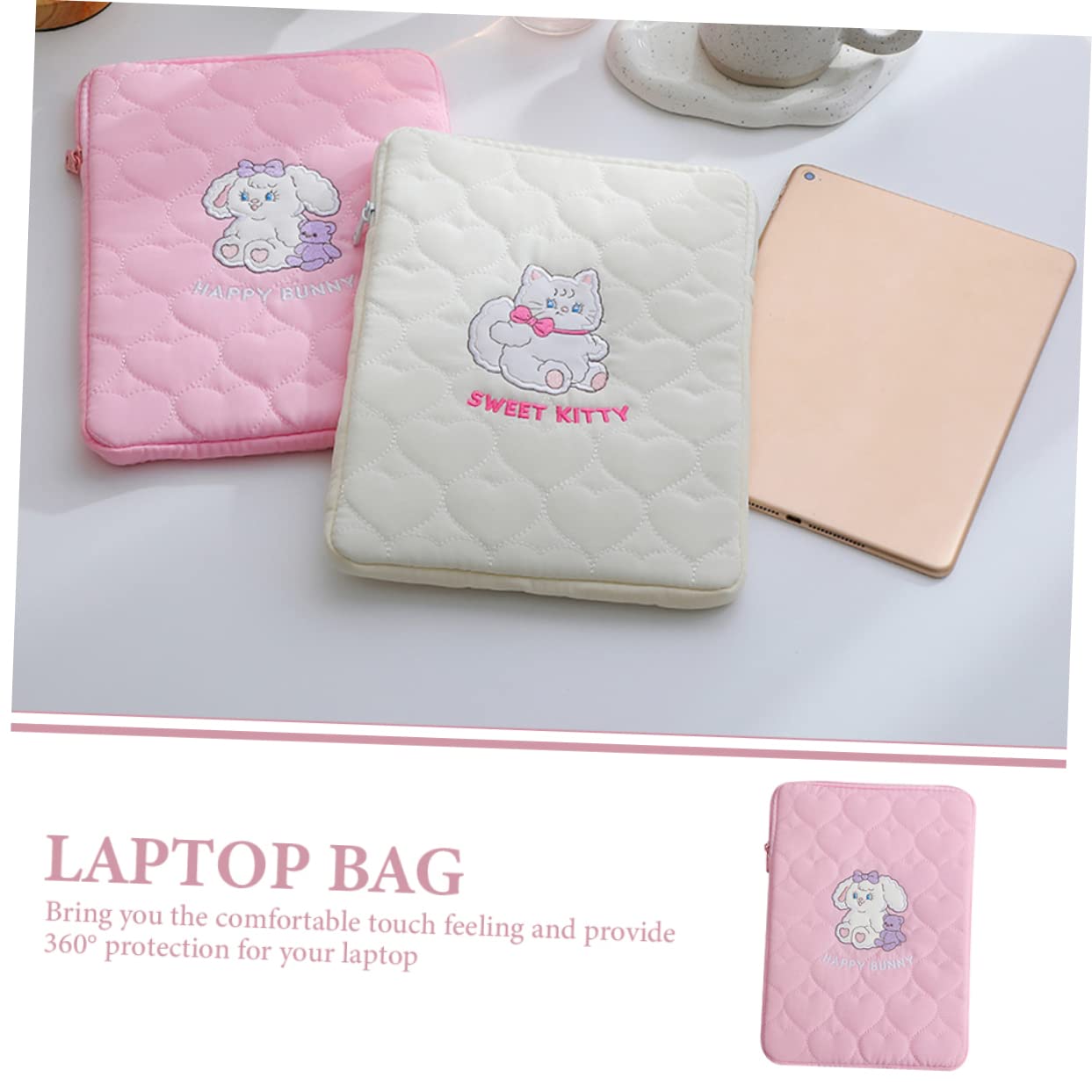 Uonlytech 3piezas Bolsa Portátil De Dibujos Animados Para Tablet Estuche Protector Anti-rayones Funda Para De Bolsa De Transporte Para Estudiantes Diseño De Gato