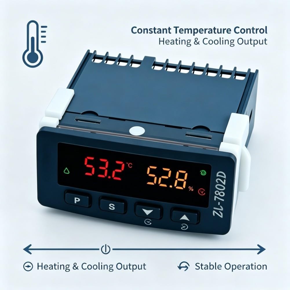 Regulador digital de temperatura y humedad con algoritmo PID, protección IP65, 100 – 240 V CA, para incubadora, invernadero, cultivo de plantas, color negro