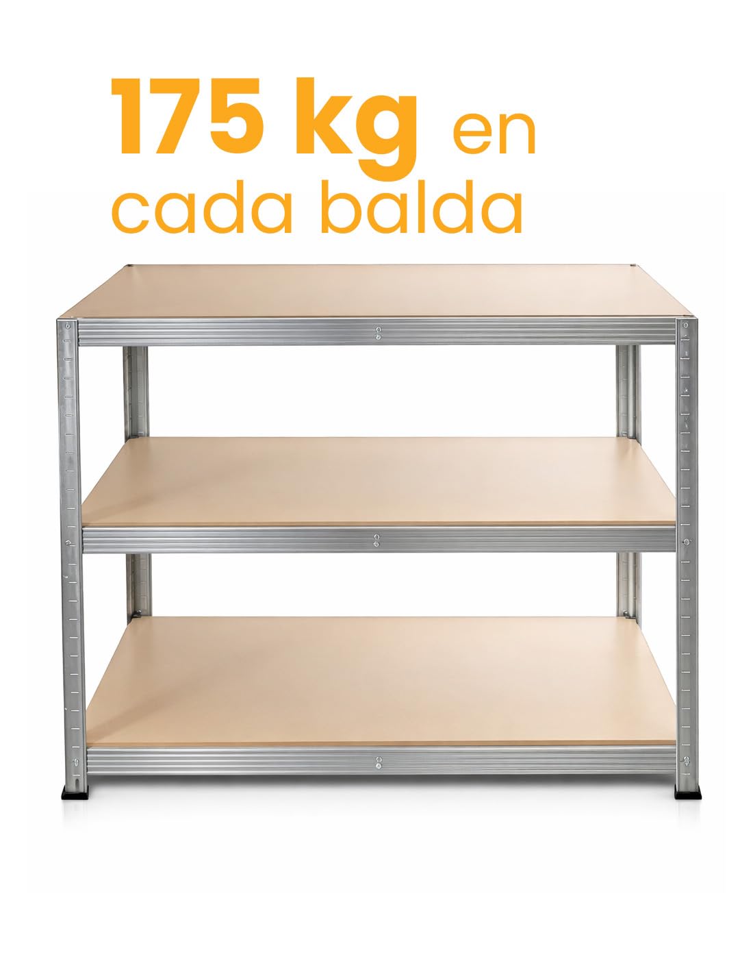 Jardin202 - Estantería Modular de Acero y Madera | Unidad de Almacenamiento de 5 baldas con estantes Ajustables en Altura | 180 x 90 x 40 cm | Peso máximo 875 kg | Pack 2 uds (Plata)