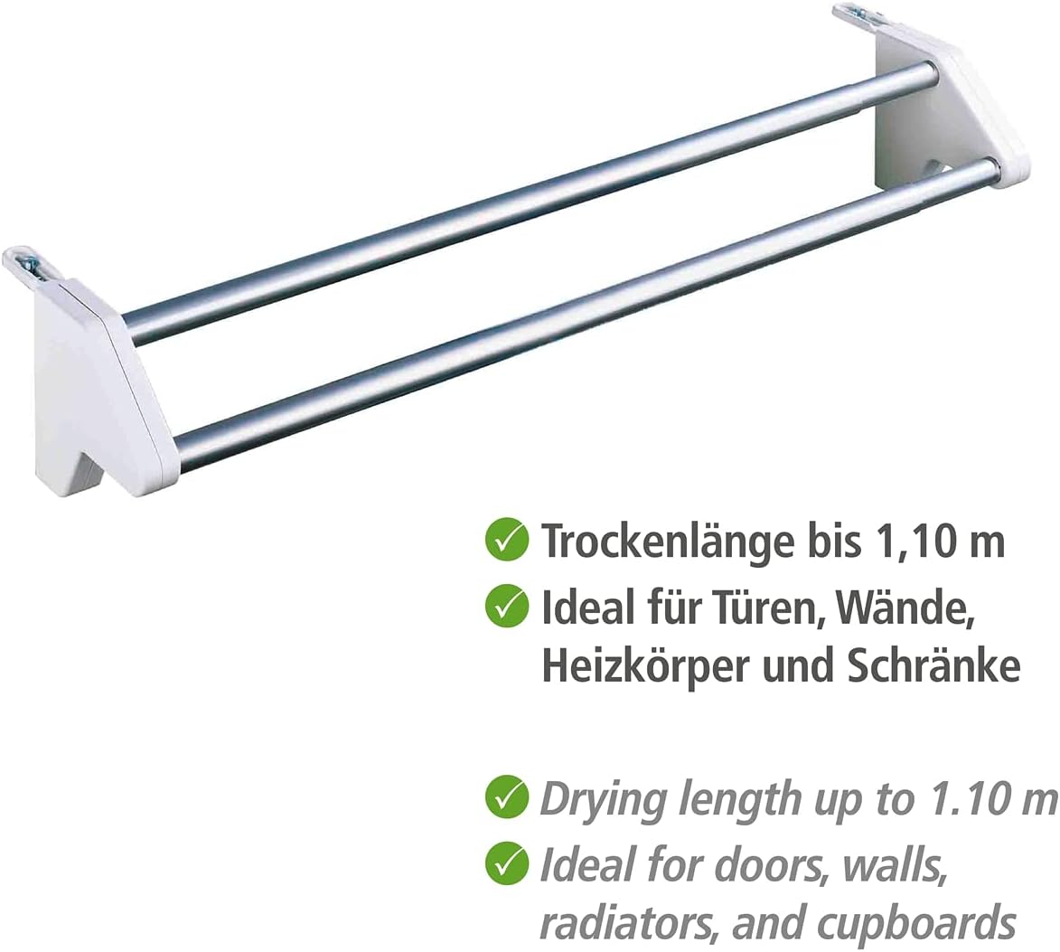 WENKO Sèche-linge pour radiateur Twin - télescopique, Aluminium, 60 x 13 x 11.5 cm, Aluminium