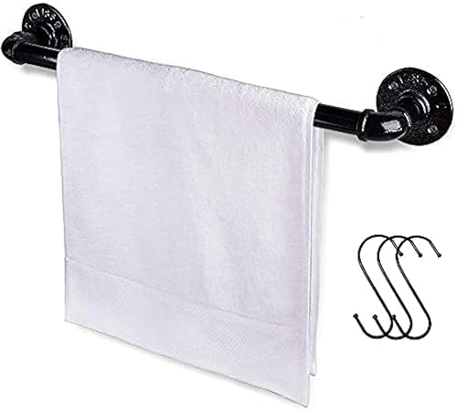 Toallero industrial para toallero, resistente para montar en la pared, rústico, para baño (negro, 18 pulgadas)