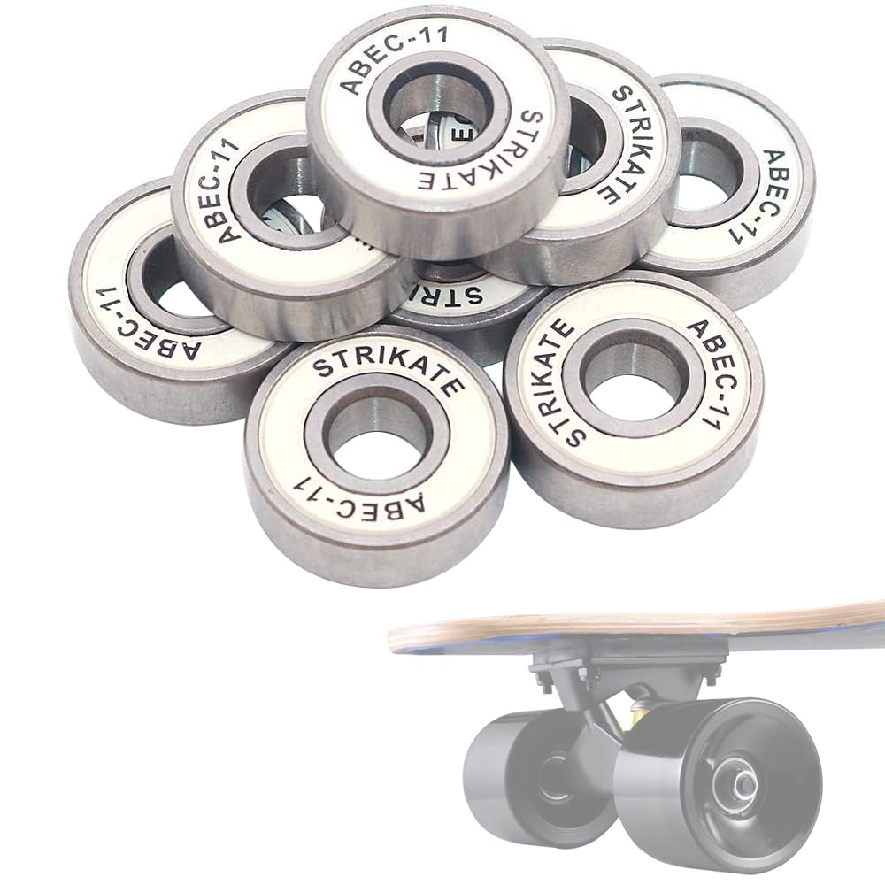 8 Pack 608 ZZ Skateboard Bearings Longboard Roller Skate Bearings 608 Ball bearings, Double Shielded, Silver