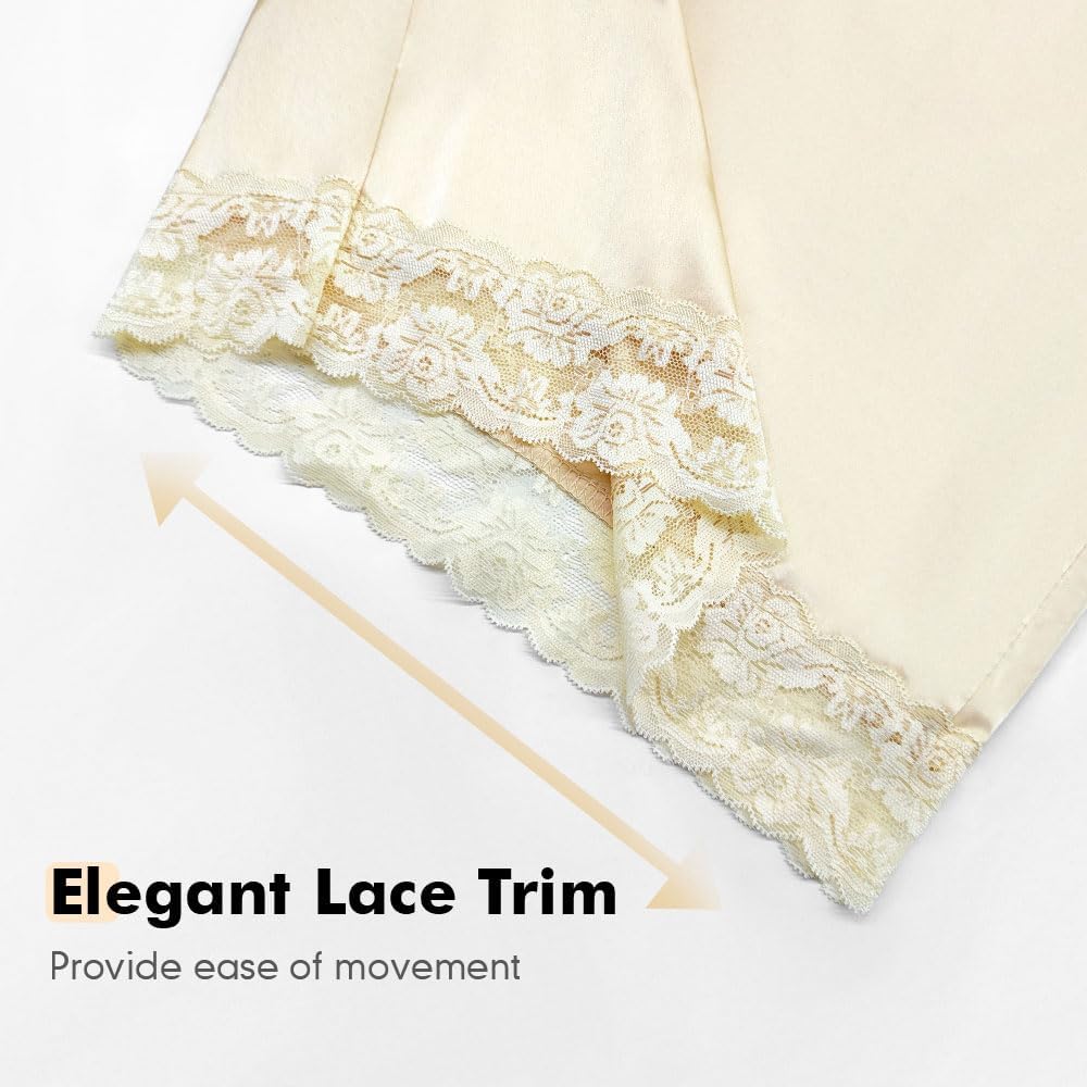 MANCYFIT Bloomers for Women Satin Pettipants for Under Dresses Culottes Slip 9" Inseam Half Slip Shorts - Image 4