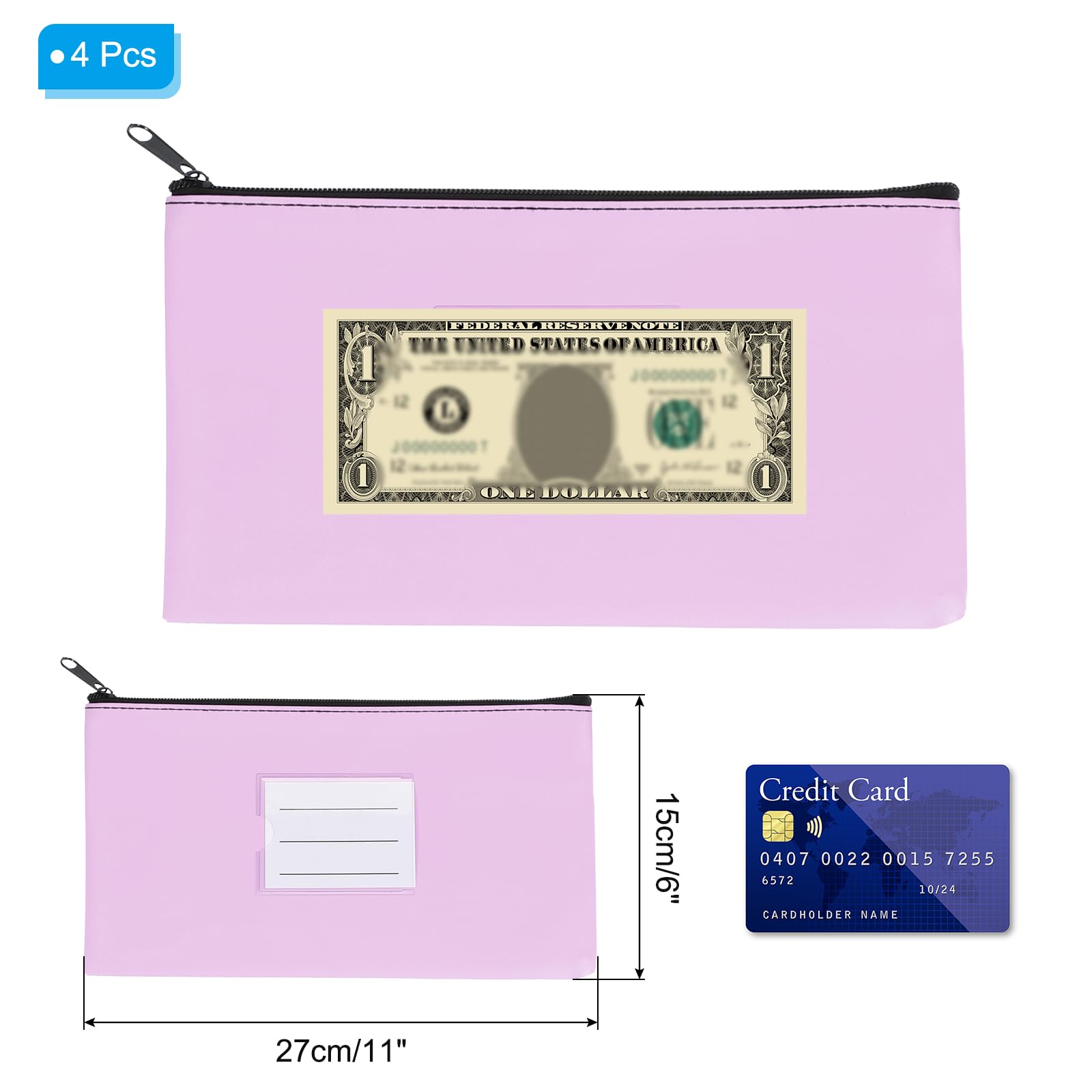 PATIKIL 11x6 Money Bank Deposit Bag with Zipper - Image 2