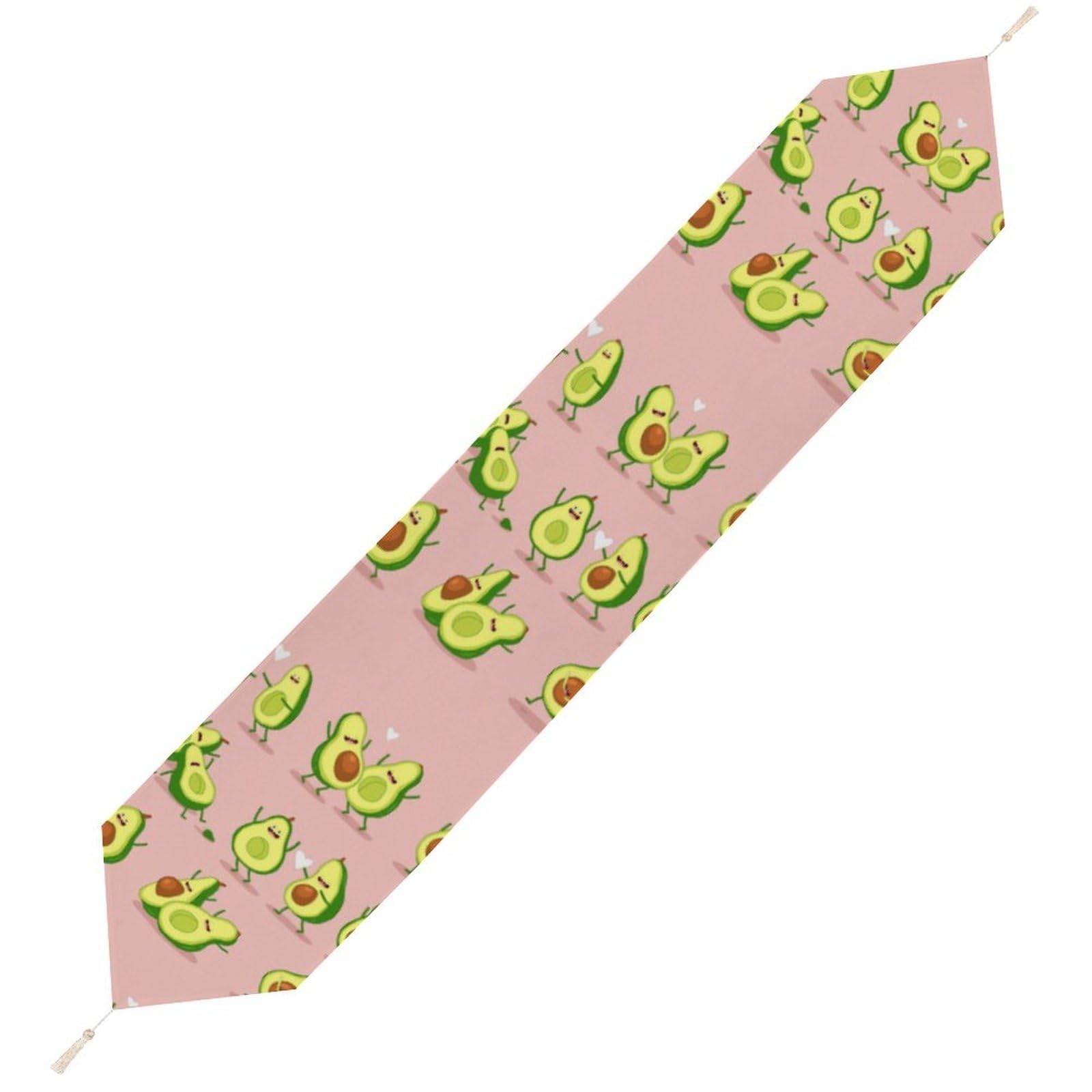 JZemdybill 178*33cm Table Runner with Tassel, Funny Avocado Table Runner, Table Decoration for Kitchen, Party, Restaurant